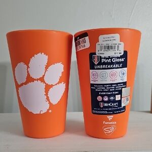 NCAA Clemson Tigers 16 Oz. Silicone Pint Glass Unbreakable New Set Of 2